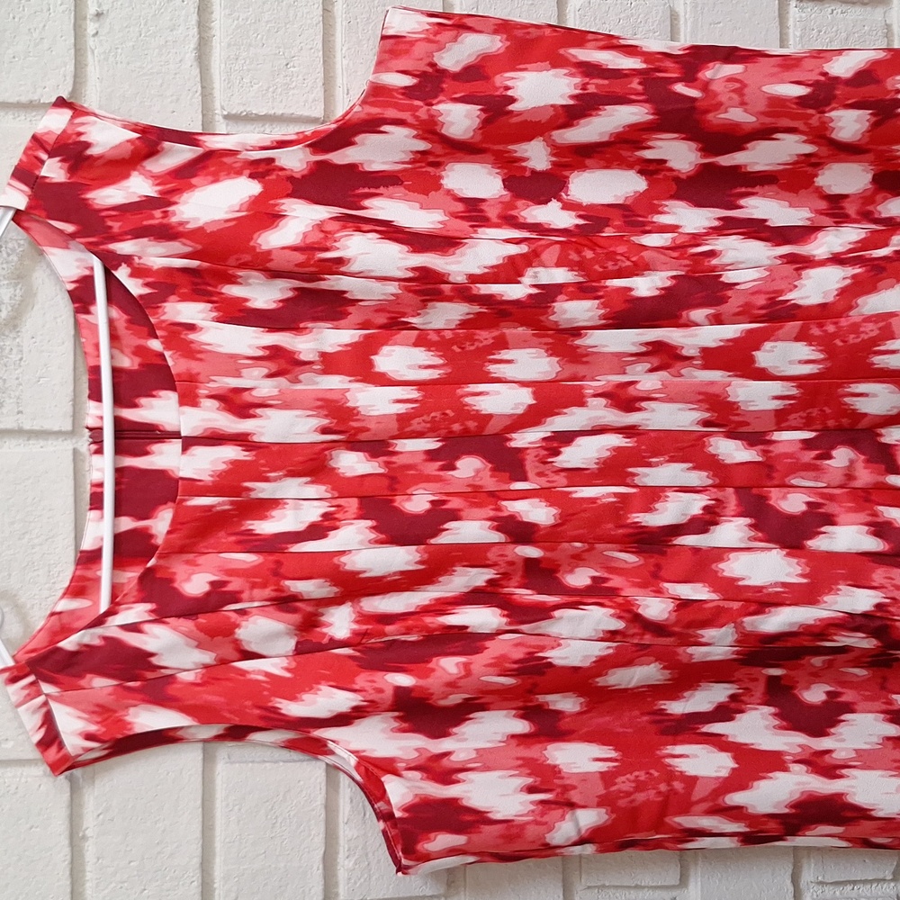 Koret Formal Vibrant Red,Pink and White Sleeveless Dress. Size 22W - Picture 2 of 7